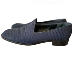 Yves Saint Laurent YSL Navy Blue & Black Pleater Style Loafers